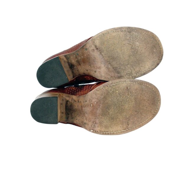 FREEBIRD by STEVEN Bowie $275 Rust Leather Ankle Boots Heeled Booties 7 - Picture 6 of 8